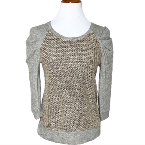 SOLD-Anthropologie Loop Knit Mixed Media Top - Picture 2 of 9
